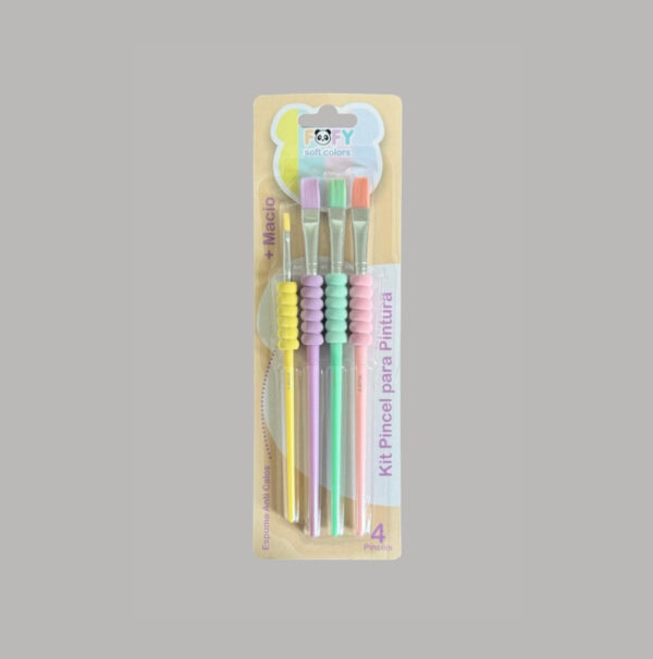 Kit com 4 Pincéis Macios para Pintura FOFY
