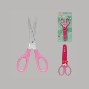 Tesoura Escolar 14cm com Capa Protetora Frutinha Rosa FOFY