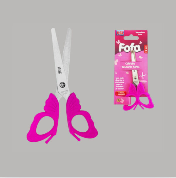 Tesoura Escolar Borboleta 13cm Kaz