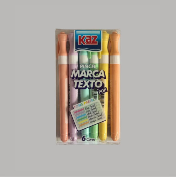 Kit Marca Texto 06 Cores Tons Pastel Kaz