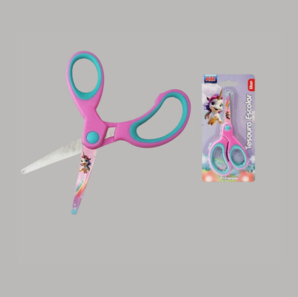 Tesoura Escolar Unicórnio 13cm Kaz
