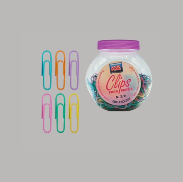 Clips Colorido para Papel 150 unidades Kaz