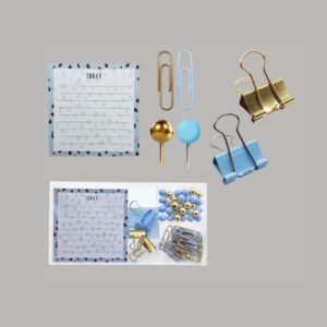 Kit Office Azul e Dourado Kaz