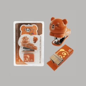 Grampeador Mini Urso Marrom FOFY com 480 grampos