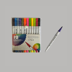 Caneta Ponta Dupla Brush 12 Cores