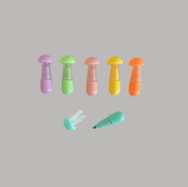 Marca Texto Cogumelo 06 Cores Tons Pastel - Imagem 2