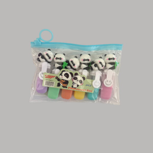 Marca Texto Urso Panda 06 Cores Tons Pastel
