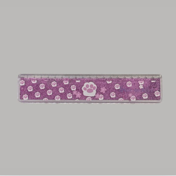 Régua  20cm com Glitter Rosa Patinhas