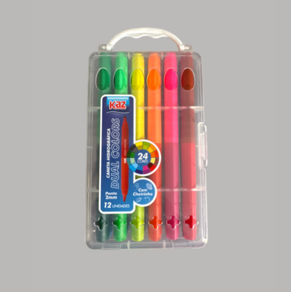Caneta Hidrográfica 24 Cores Bicolor Com Aroma Kaz