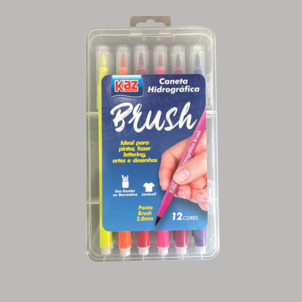 Caneta Hidrográfica 12 Cores Brush 2.0mm Kaz