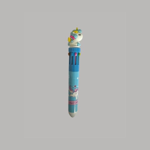Caneta 10 Cores Unicórnio Azul