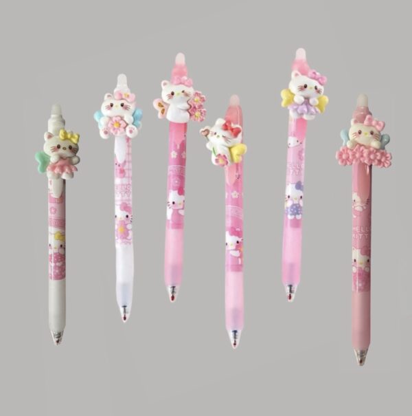Caneta Clic Resina Hello Kitty Corpo Decorado